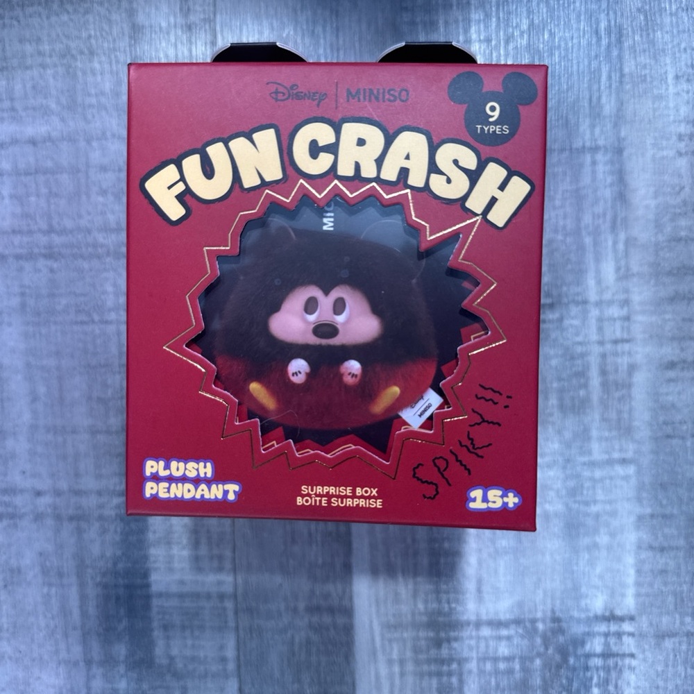Disney Miniso Fun Crash Plush Pendant - Red and Black